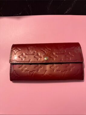 Vintage Louis Vuitton Burgundy Embossed Monogram Long Wallet dust bag included
